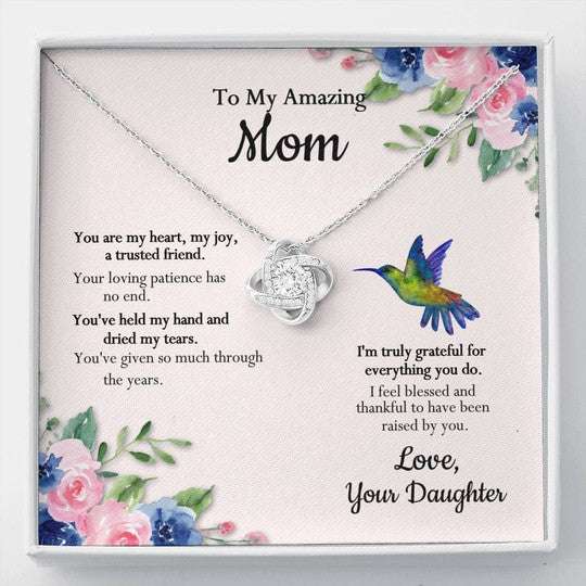 Mom Necklace, Daughter Gift For Mom Love Knot Necklace I’M Truly Greatful For Everything You Do Gifts For Daughter Rakva