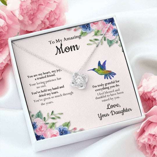 Mom Necklace, Daughter Gift For Mom Love Knot Necklace I’M Truly Greatful For Everything You Do Gifts For Daughter Rakva