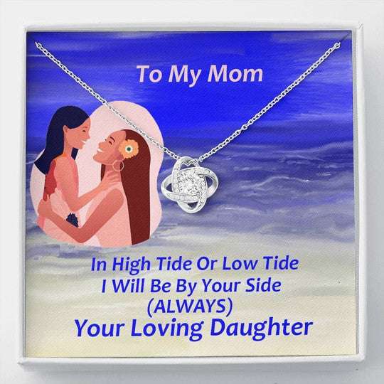 Mom Necklace, Daughter Gift For Mom Love Knot Necklace In High Tide Or Low Tide Gifts For Daughter Rakva