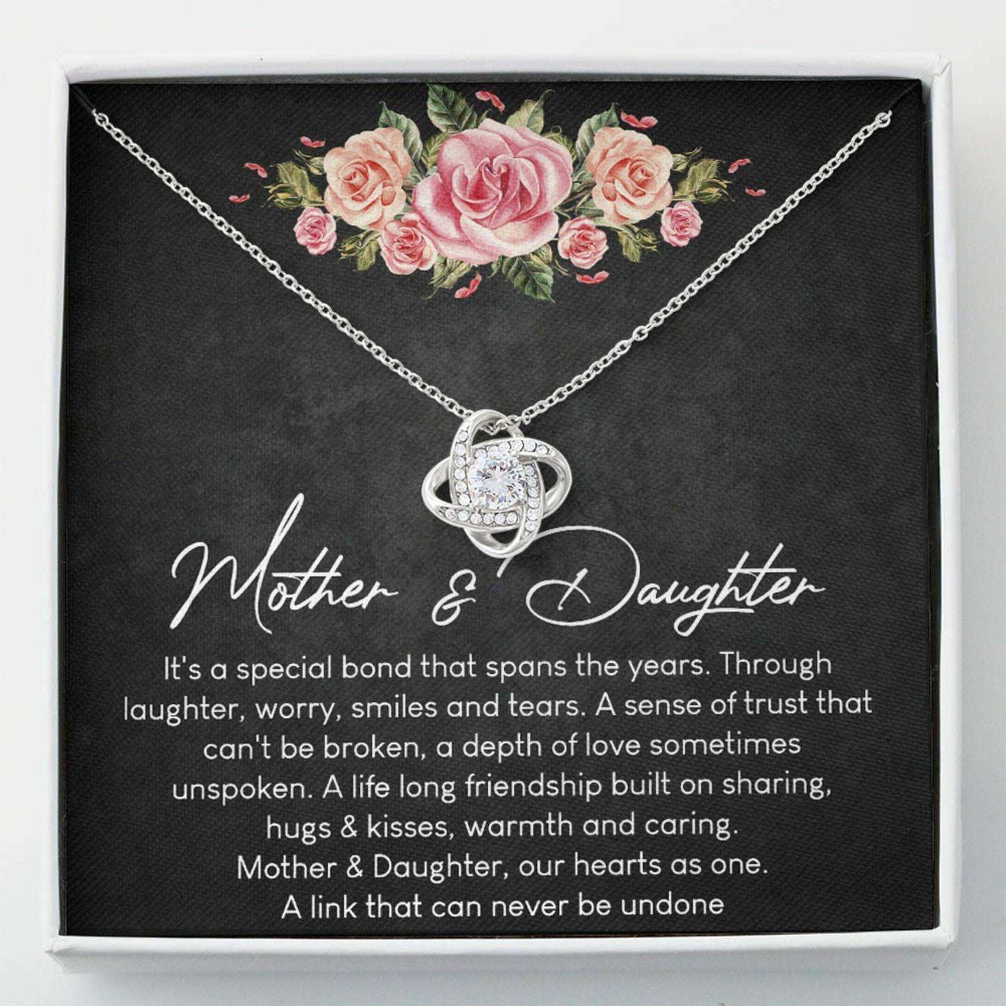 Mom Necklace, Daughter Necklace, Mother And Daughter Gift “ Love Knot Necklace Gifts For Daughter Rakva