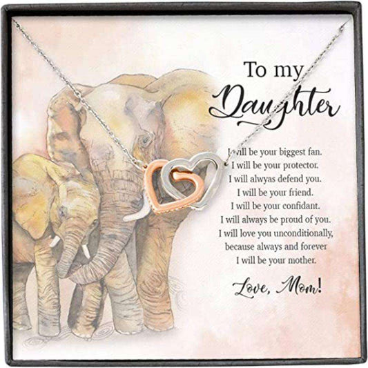 Mom Necklace, Daughter Necklace, Mother Daughter Necklace, Elephant Always Forever Love Unconditionally Dughter's Day Rakva