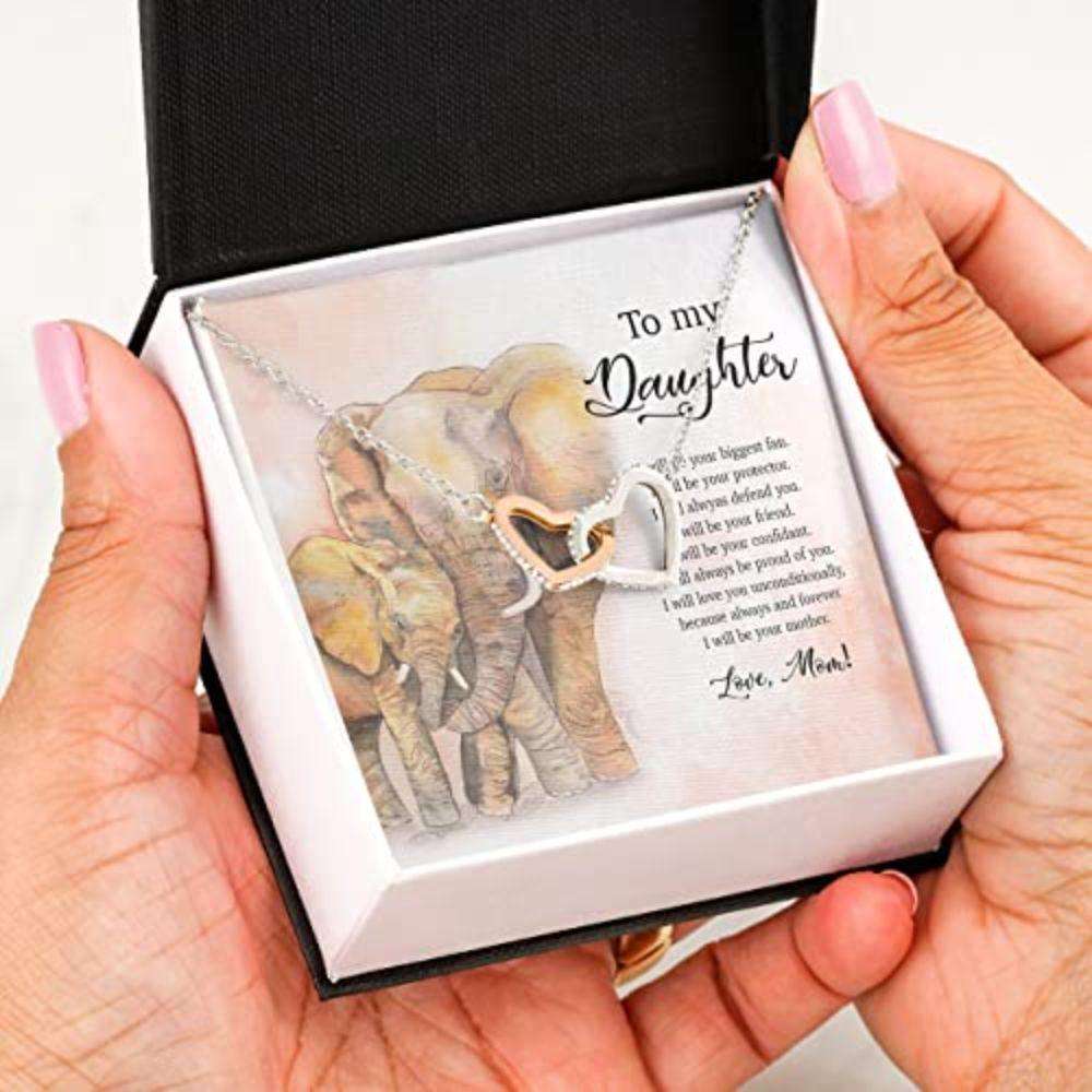 Mom Necklace, Daughter Necklace, Mother Daughter Necklace, Elephant Always Forever Love Unconditionally Dughter's Day Rakva