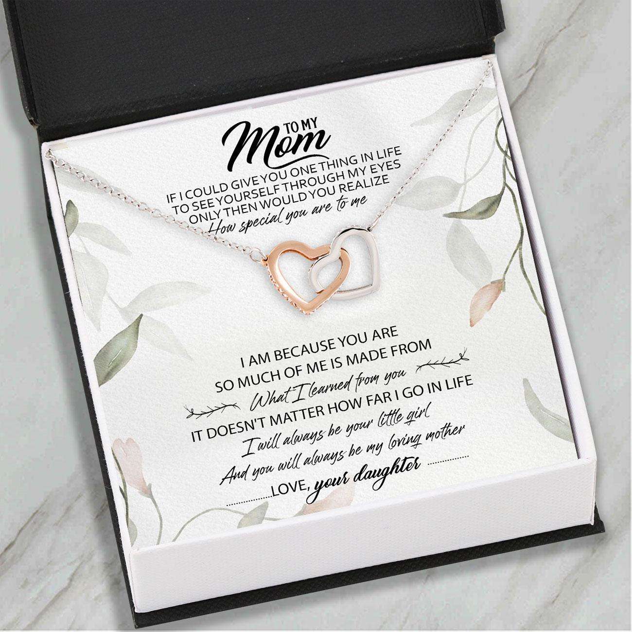 Mom Necklace, Daughter To Mom Necklace Card “ Interlocking Heart Necklace “ Jewelry For Mom Gifts Gifts For Daughter Rakva