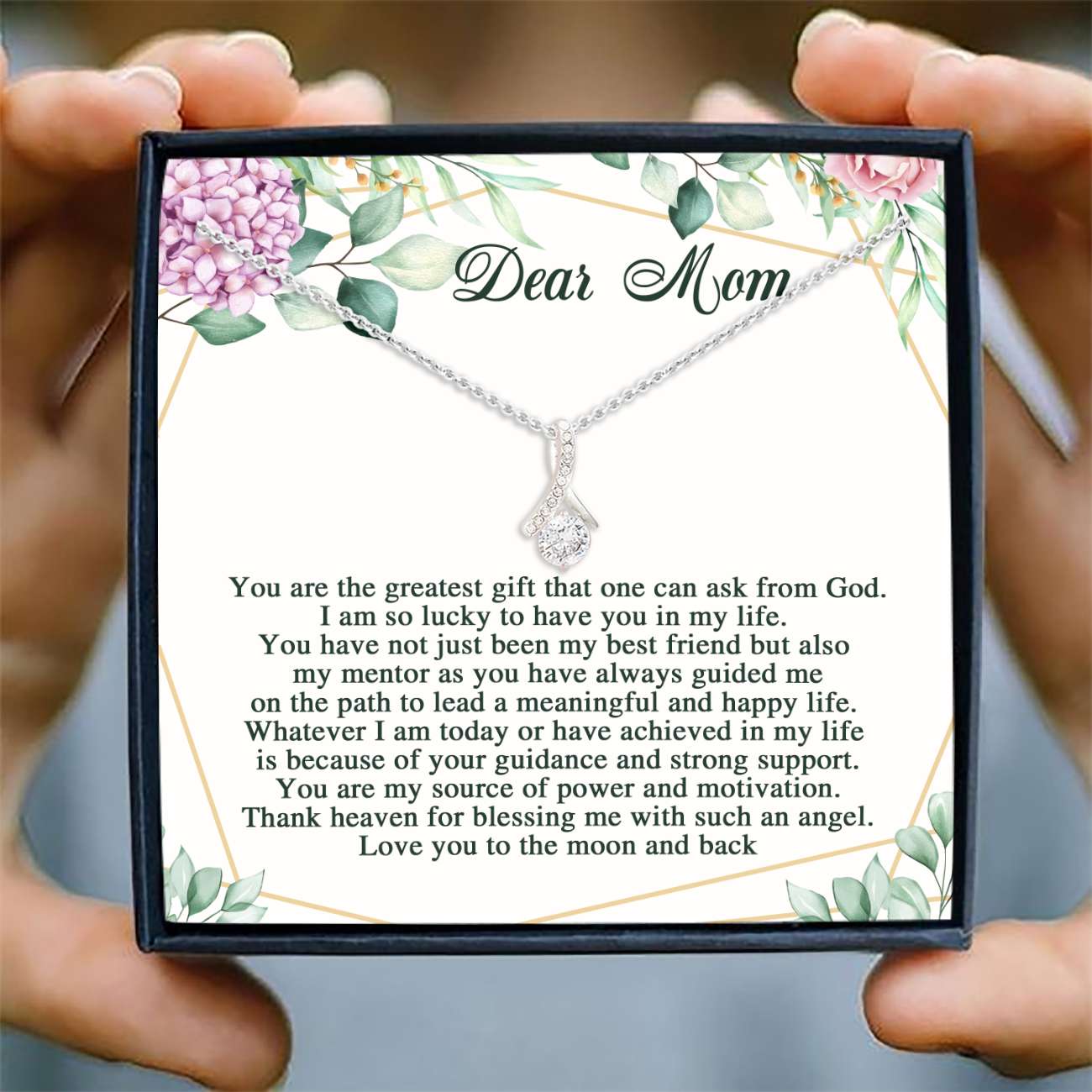 Mom Necklace, Dear Mom Necklace Card “ Alluring Beauty Necklace “ Jewelry For Mother, Mom Gifts V2 Gifts for Mother (Mom) Rakva