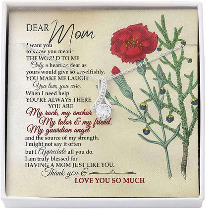 Mom Necklace, Dear Mom Necklace Gratitude Gift For Mom My Guardian Angel Necklace Gifts for Mother (Mom) Rakva