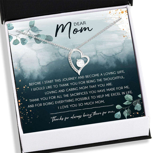 Mom Necklace, Dear Mom, Thank You Necklace Card “ Forever Love Necklace “ Jewelry For Mother, Mom Gifts Gifts for Mother (Mom) Rakva