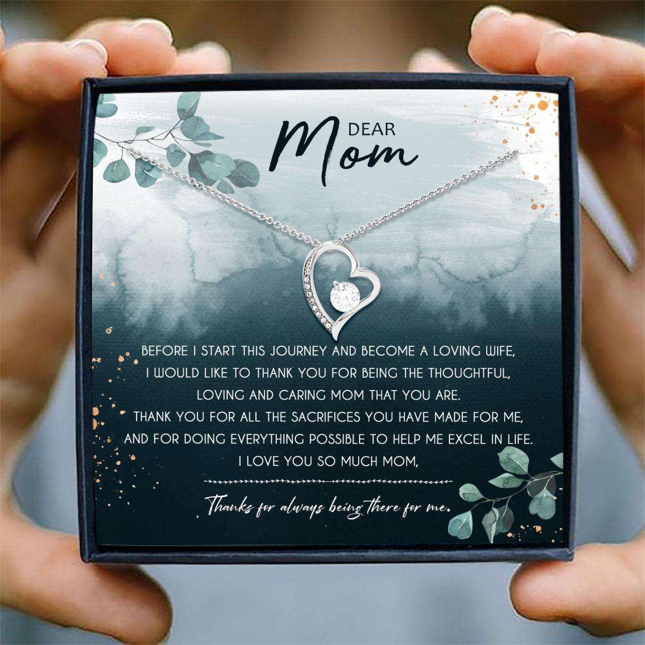 Mom Necklace, Dear Mom, Thank You Necklace Card “ Forever Love Necklace “ Jewelry For Mother, Mom Gifts Gifts for Mother (Mom) Rakva