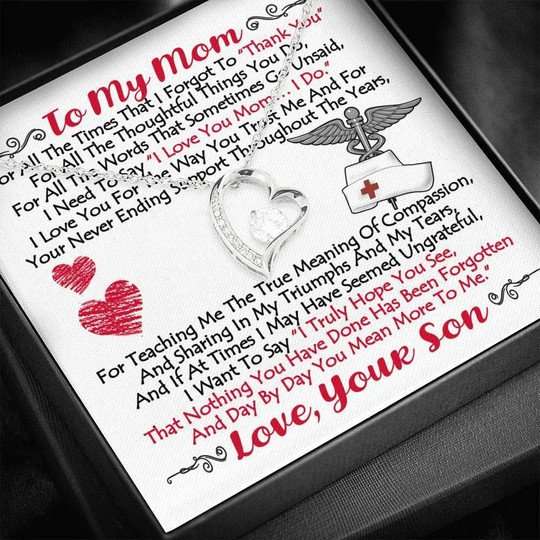 Mom Necklace, Doctor Son Gift For Mom Forever Love Necklace I Love You For The Way You Trust Me Gifts for Mother (Mom) Rakva