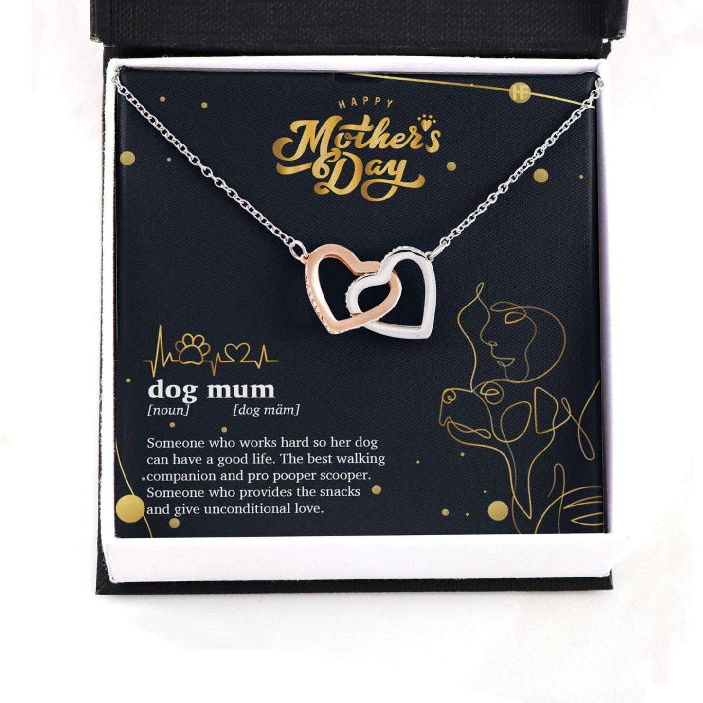 Mom Necklace, Dog Mom Definition Gift On Mother’S Day Interlocking Hearts Necklaces Gifts for Mother (Mom) Rakva