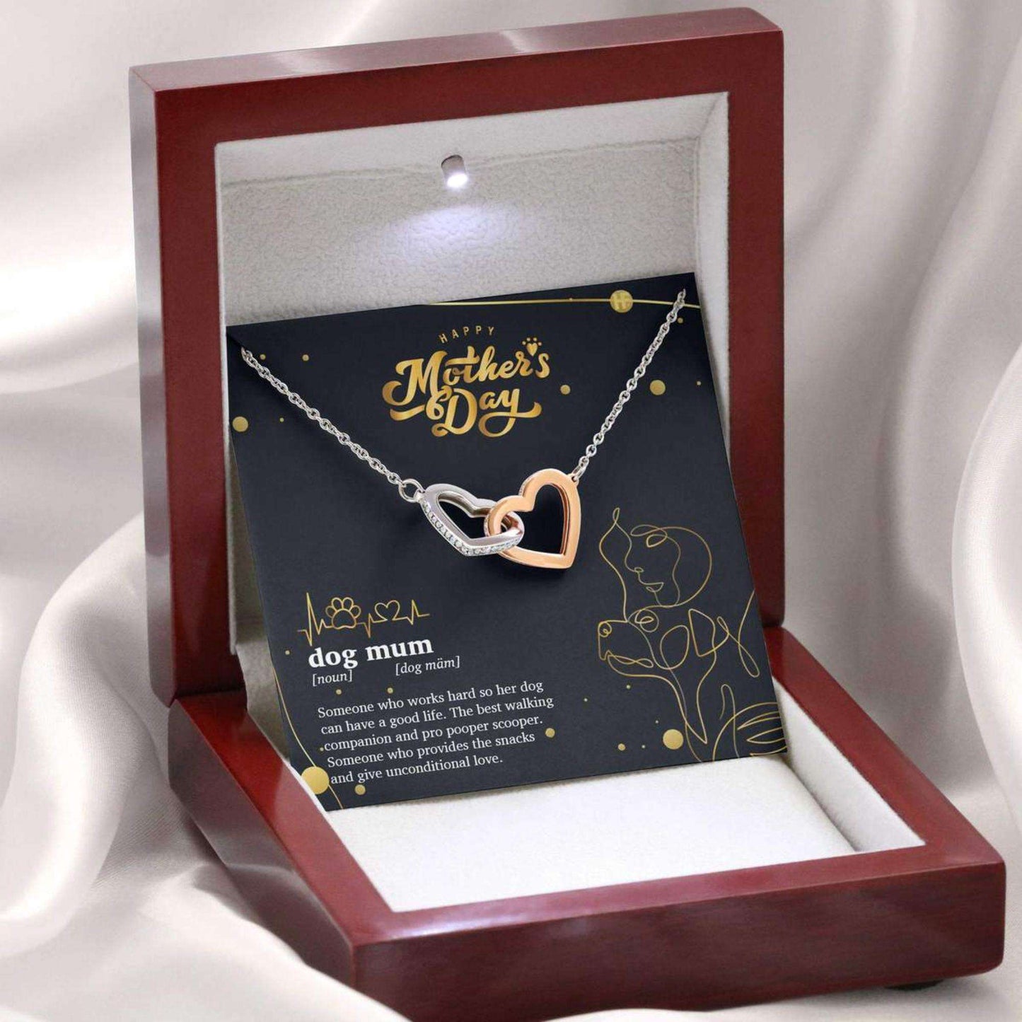 Mom Necklace, Dog Mom Definition Gift On Mother’S Day Interlocking Hearts Necklaces Gifts for Mother (Mom) Rakva