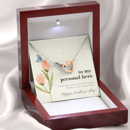 Mom Necklace, Elegant Gift For Mom Your Personal Hero On Mother’S Day With Flower And Butterfly Interlocking Hearts Necklaces Gifts for Mother (Mom) Rakva