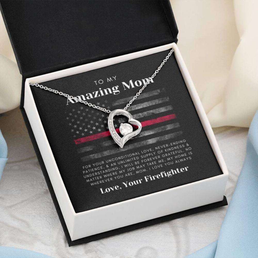 Mom Necklace, Firefighter Mom Necklace, Thin Red Line Gift, Frontline Worker, Gift For Mom Of Firefighter, Gifts for Mother (Mom) Rakva