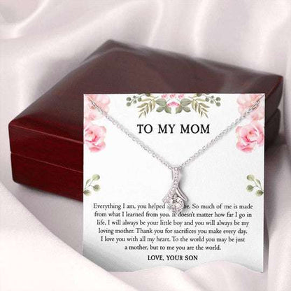 Mom Necklace, Flower Gift For Mom Your Are The World Alluring Beauty Necklace Gifts for Mother (Mom) Rakva