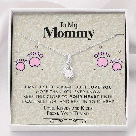 Mom Necklace, Footprint Gift For Mom Alluring Beauty Necklace Love You Gifts for Mother (Mom) Rakva