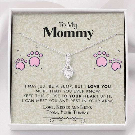 Mom Necklace, Footprint Gift For Mom Alluring Beauty Necklace Love You Gifts for Mother (Mom) Rakva