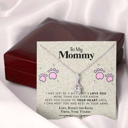 Mom Necklace, Footprint Gift For Mom Alluring Beauty Necklace Love You Gifts for Mother (Mom) Rakva