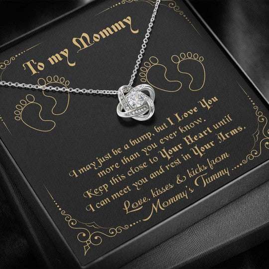 Mom Necklace, Footprint Gift For Mom Love Knot Necklace Love You More Than You Ever Know Gifts for Mother (Mom) Rakva