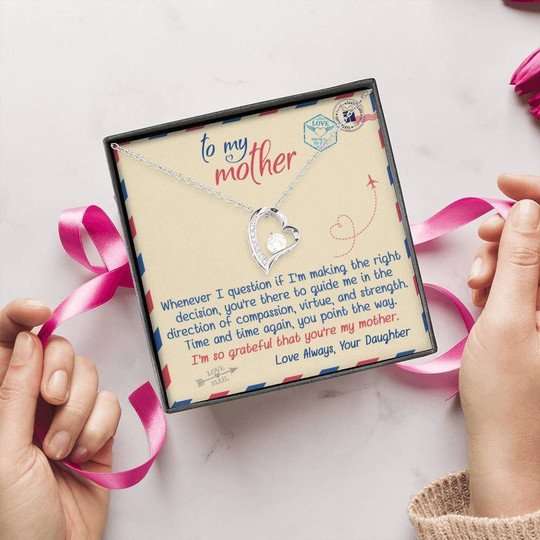 Mom Necklace, Forever Love Necklace Daughter Gift For Mom I’M So Grateful That You’Re My Mother Gifts For Daughter Rakva