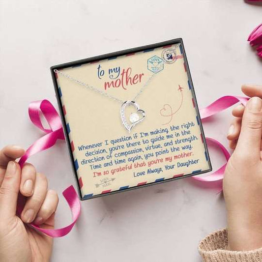 Mom Necklace, Forever Love Necklace Daughter Gift For Mom I’M So Grateful That You’Re My Mother Gifts For Daughter Rakva