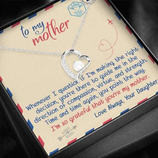 Mom Necklace, Forever Love Necklace Daughter Gift For Mom I’M So Grateful That You’Re My Mother Gifts For Daughter Rakva