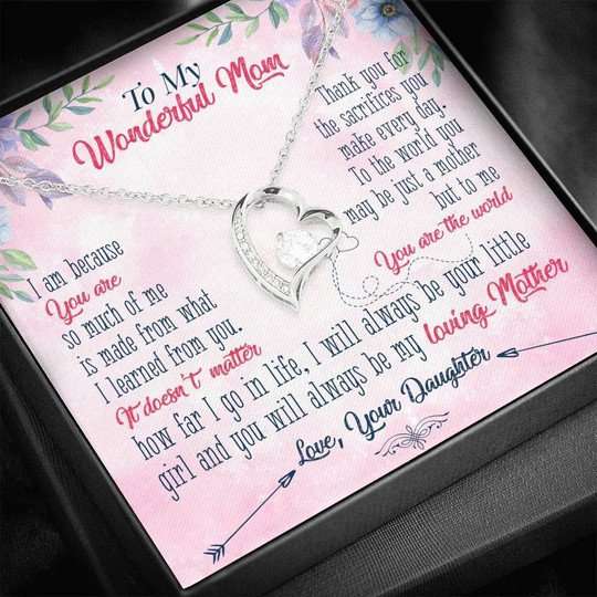 Mom Necklace, Forever Love Necklace Daughter Gift For Mom You Are The World Gifts For Daughter Rakva