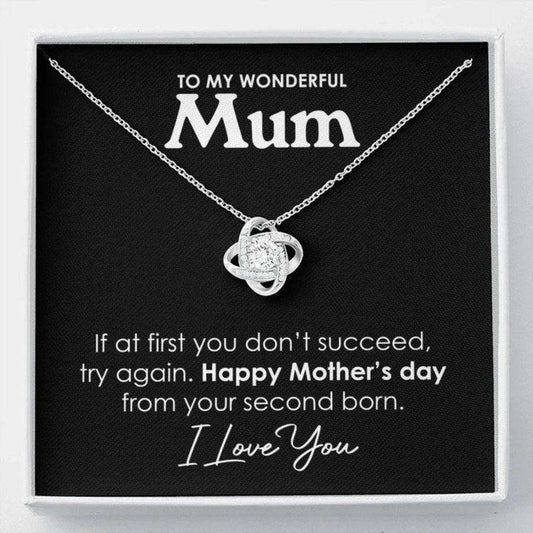 Mom Necklace, Funny Mother’S Day Necklace, Mum Funny Gift Card, Mother’S Day Card, To My Mum Necklace, From Second Born Gifts for Mother (Mom) Rakva