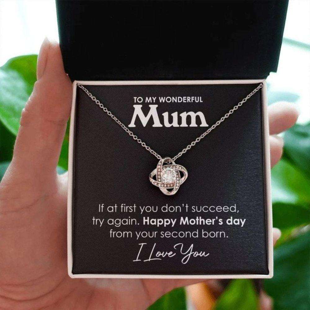 Mom Necklace, Funny Mother’S Day Necklace, Mum Funny Gift Card, Mother’S Day Card, To My Mum Necklace, From Second Born Gifts for Mother (Mom) Rakva