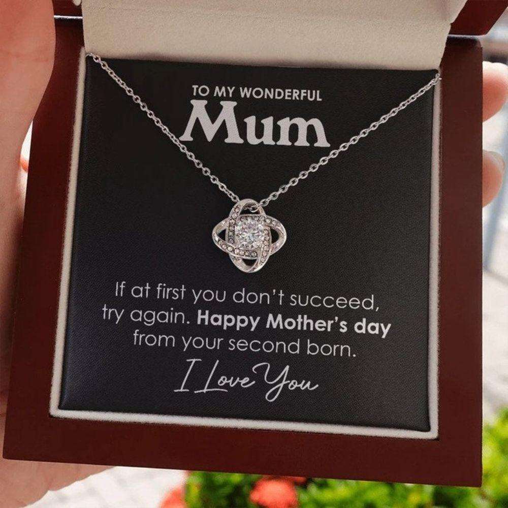 Mom Necklace, Funny Mother’S Day Necklace, Mum Funny Gift Card, Mother’S Day Card, To My Mum Necklace, From Second Born Gifts for Mother (Mom) Rakva