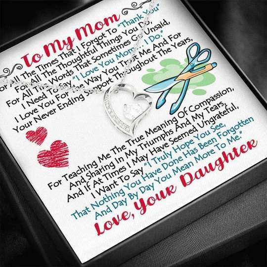 Mom Necklace, Gardener Daughter Gift For Mom Forever Love Necklace You Mean More To Me Gifts For Daughter Rakva