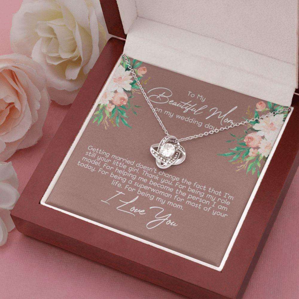 Mom Necklace, Gift For Beautiful Mother From Daughter Son, For Being My Mom I Love You Love Knot Necklace Gifts For Daughter Rakva