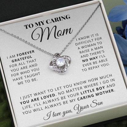 Mom Necklace, Gift For Caring Mom From Son Love Knot Necklace Gifts for Mother (Mom) Rakva