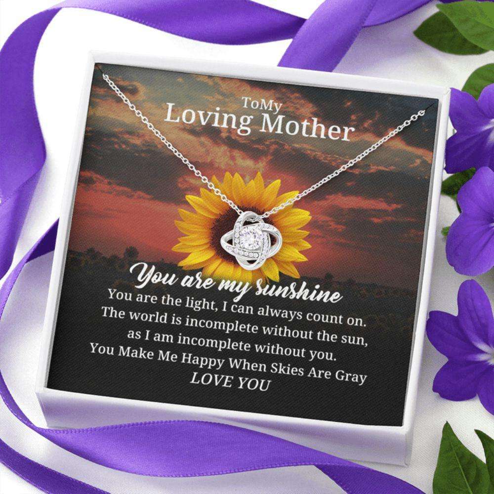 Mom Necklace, Gift For Loving Mother From Son Or Daughter, You Are My Sunshine Love Knot Necklace Gifts For Daughter Rakva