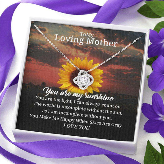 Mom Necklace, Gift For Loving Mother From Son Or Daughter, You Are My Sunshine Love Knot Necklace Gifts For Daughter Rakva