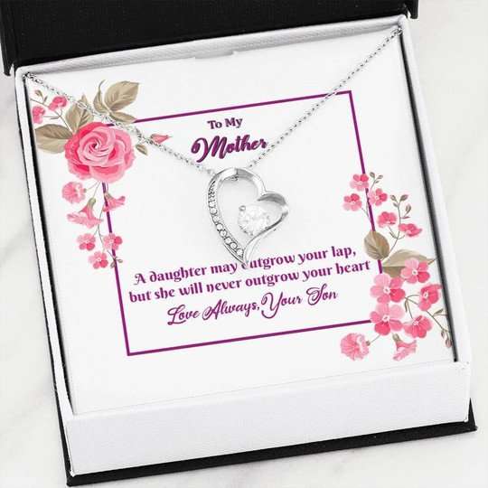 Mom Necklace, Gift For Mom A Daughter May Outgrow Your Lap Forever Love Necklace Gifts For Daughter Rakva