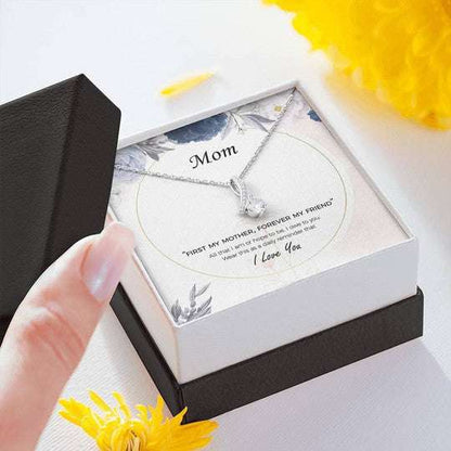 Mom Necklace, Gift For Mom Alluring Beauty Necklace First My Mother Forever My Mom Gifts for Mother (Mom) Rakva