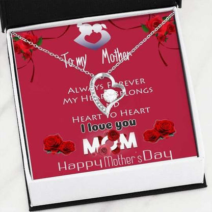 Mom Necklace, Gift For Mom Always Forver Heart To Heart Forever Love Necklace Gifts for Mother (Mom) Rakva