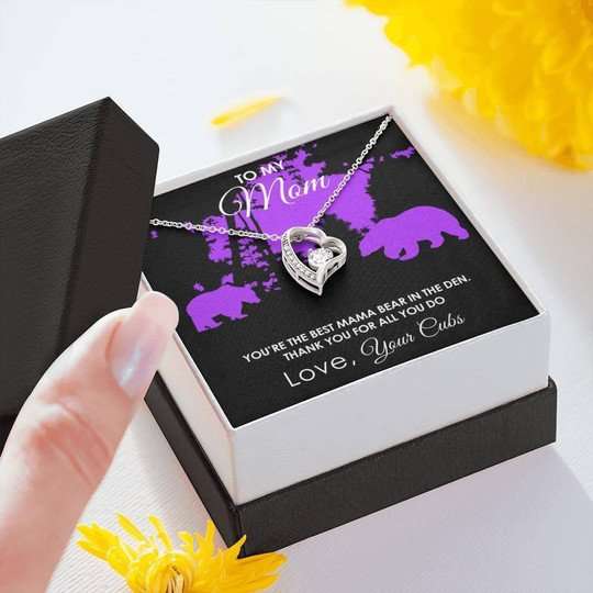 Mom Necklace, Gift For Mom Forever Love Necklace The Best Mama Bear In The Den Gifts for Mother (Mom) Rakva