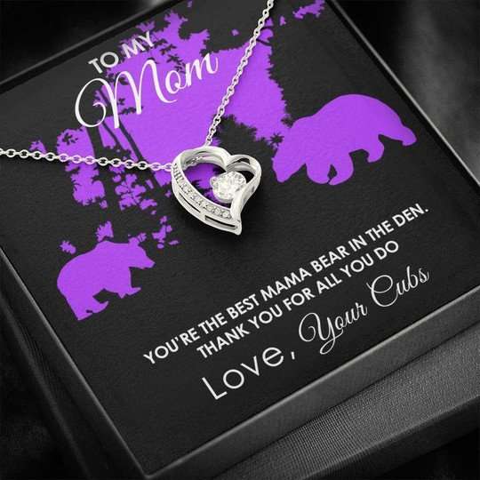 Mom Necklace, Gift For Mom Forever Love Necklace The Best Mama Bear In The Den Gifts for Mother (Mom) Rakva