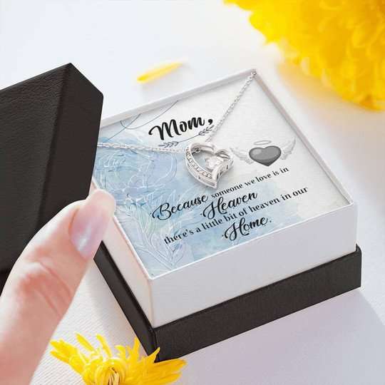 Mom Necklace, Gift For Mom Forever Love Necklace There’Re A Little Bit Of Heaven In Our Home Gifts for Mother (Mom) Rakva