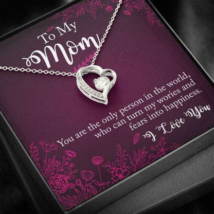 Mom Necklace, Gift For Mom Forever Love Necklace Who Can Turn My Wories And Fears Into Happiness Gifts for Mother (Mom) Rakva