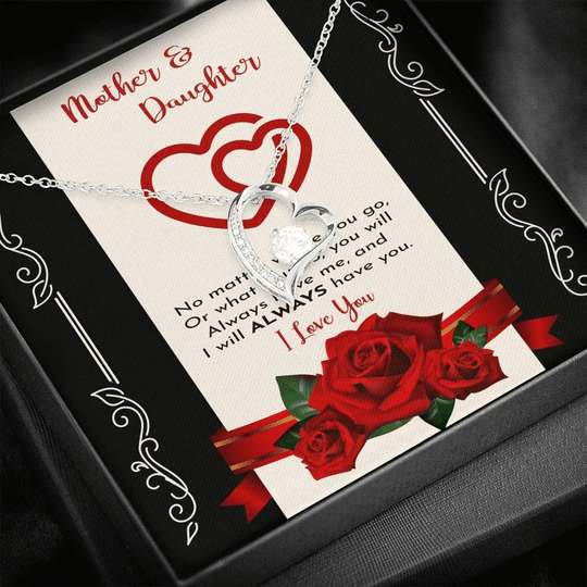 Mom Necklace, Gift For Mom Forever Love Necklace With Message Card No Matter Where You Go Gifts for Mother (Mom) Rakva