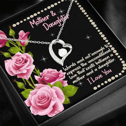 Mom Necklace, Gift For Mom Forever Love Necklace Words Are Not Enough Gifts for Mother (Mom) Rakva