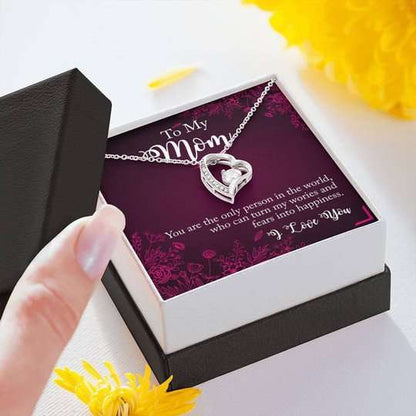 Mom Necklace, Gift For Mom Forever Love Necklace You Are The Only One Turning My Worries Into Happiness Gifts for Mother (Mom) Rakva