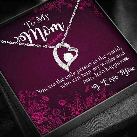 Mom Necklace, Gift For Mom Forever Love Necklace You Are The Only One Turning My Worries Into Happiness Gifts for Mother (Mom) Rakva