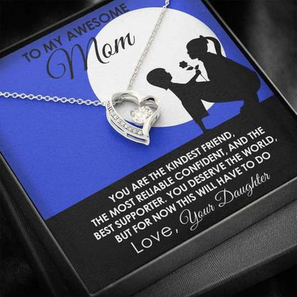 Mom Necklace, Gift For Mom Forever Love Necklace You Deserve The World Gifts for Mother (Mom) Rakva