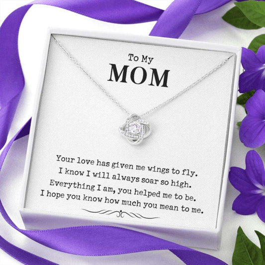 Mom Necklace, Gift For Mom From Daughter Son, I Hope You Know How Much You Mean To Me Love Knot Necklace Gifts For Daughter Rakva