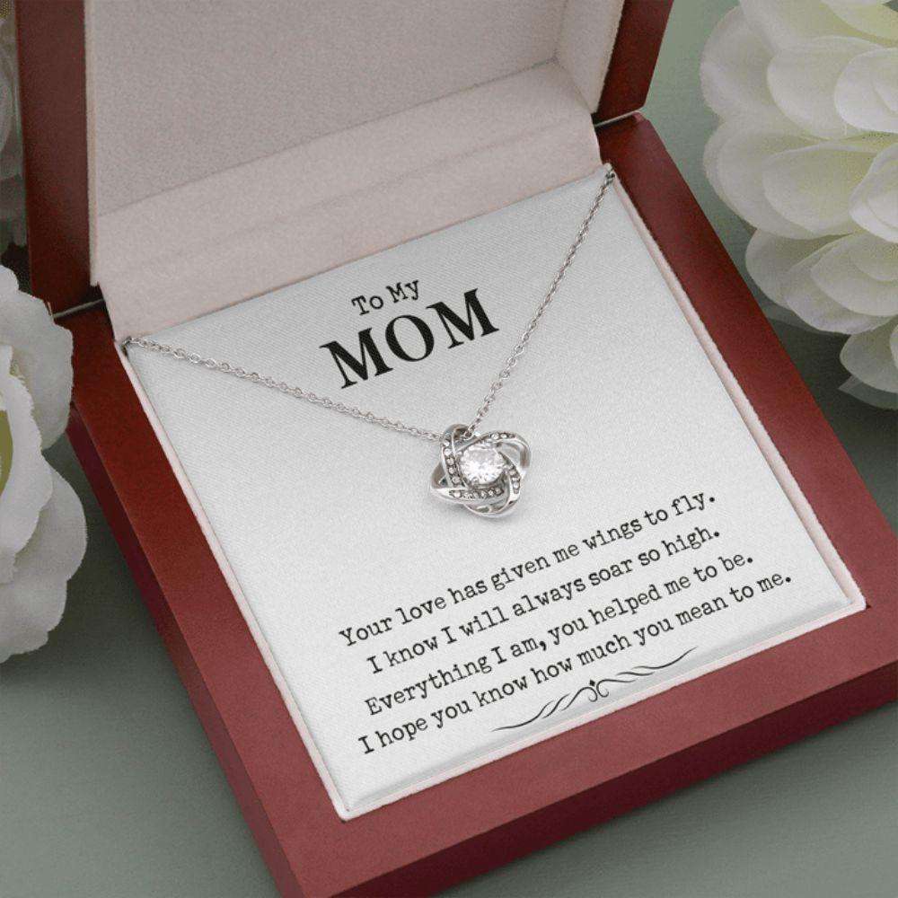 Mom Necklace, Gift For Mom From Daughter Son, I Hope You Know How Much You Mean To Me Love Knot Necklace Gifts For Daughter Rakva