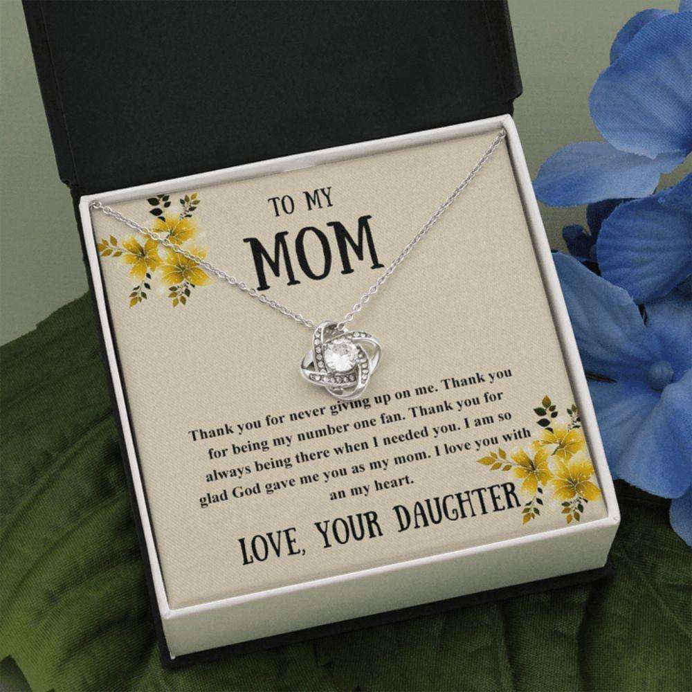 Mom Necklace, Gift For Mom From Daughter, To My Mom I Love You With An My Heart Love Knot Necklace Gifts For Daughter Rakva