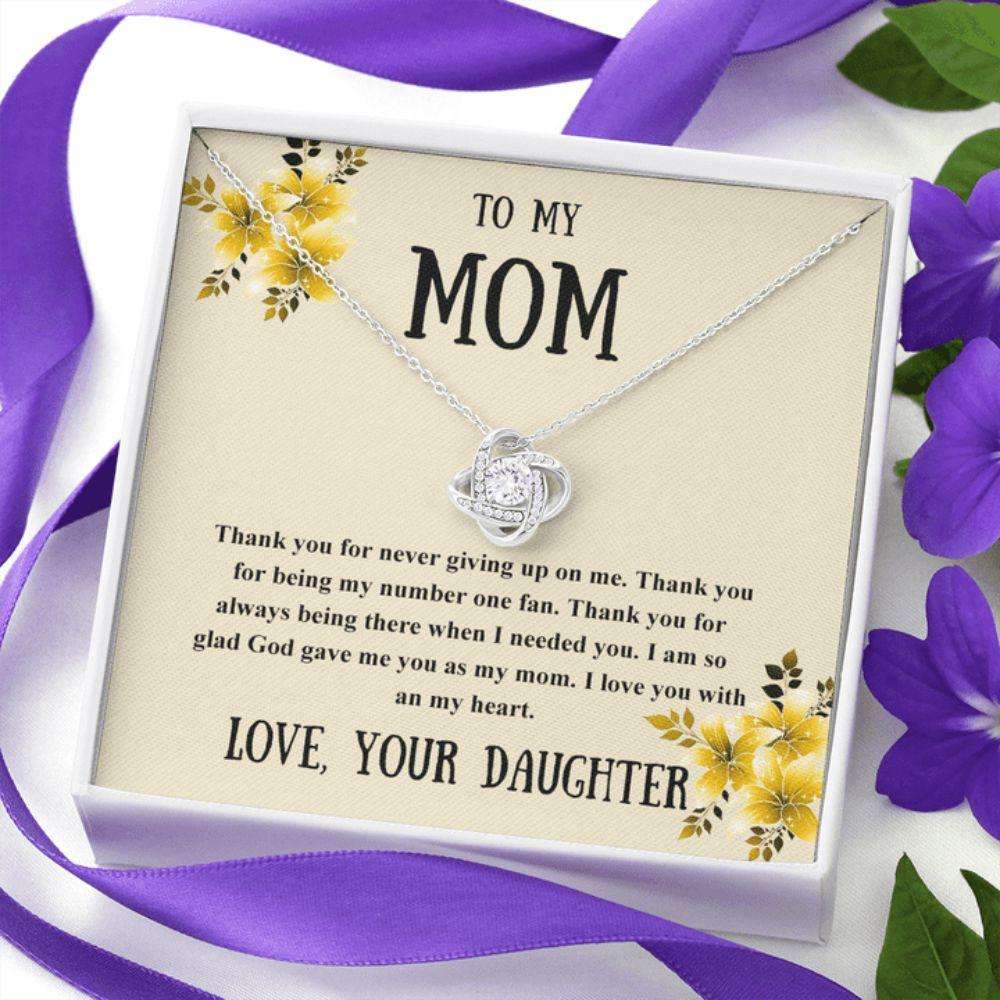 Mom Necklace, Gift For Mom From Daughter, To My Mom I Love You With An My Heart Love Knot Necklace Gifts For Daughter Rakva