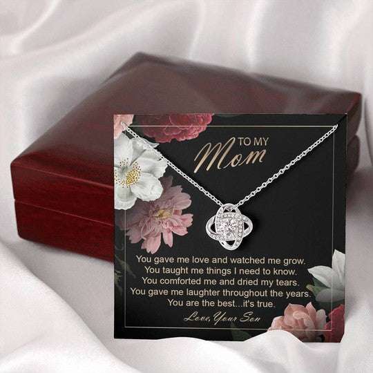 Mom Necklace, Gift For Mom From Son Love Knot Necklace Message Card You Are The Best Mom Gifts for Mother (Mom) Rakva